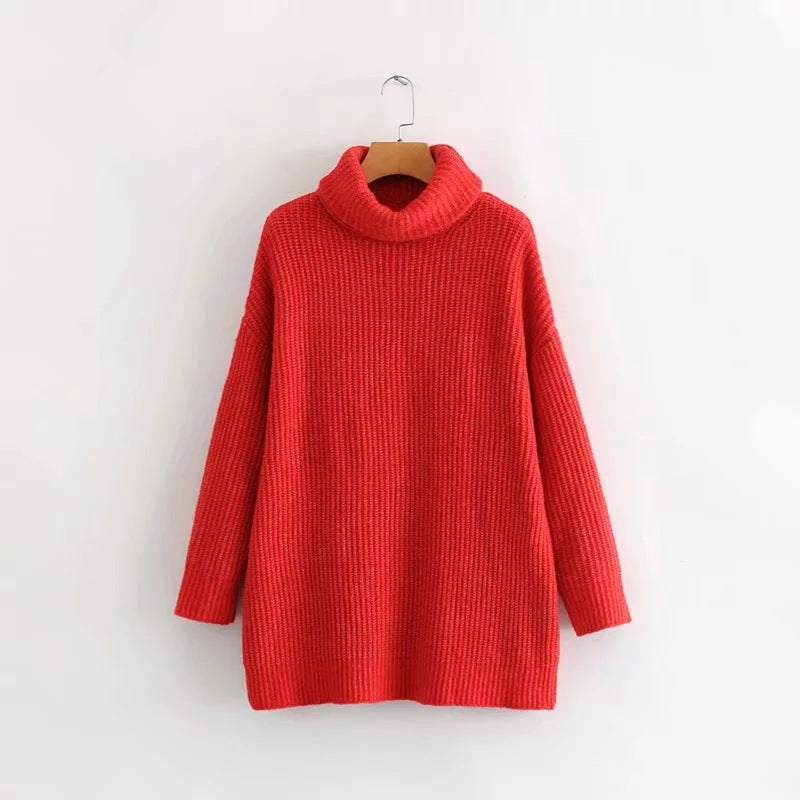 Turtleneck sweater women European style loose knit sweater