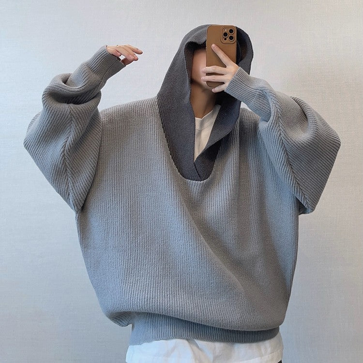 Hooded Sweater Knitted Coat For Men