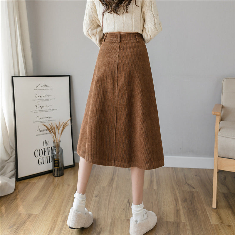 Corduroy Retro Midi Skirt