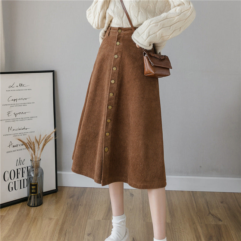 Corduroy Retro Midi Skirt