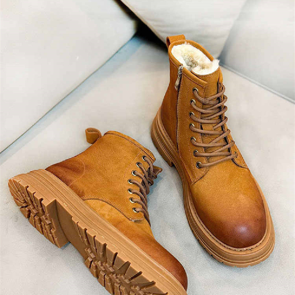 Sheepskin Fur Snow Boots Men's