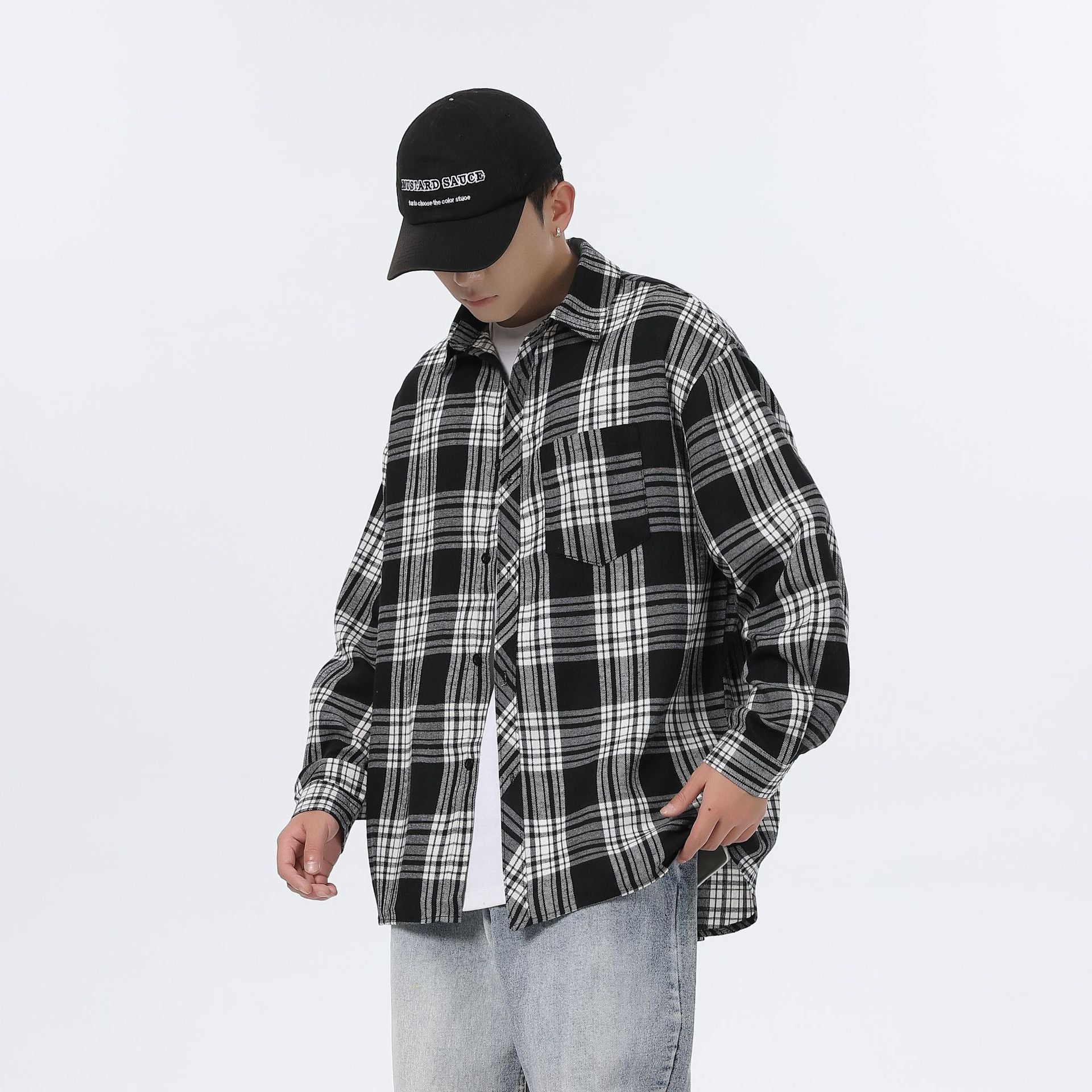 Men Spring And Autumn Loose Casual Bottoming Shirt Coat